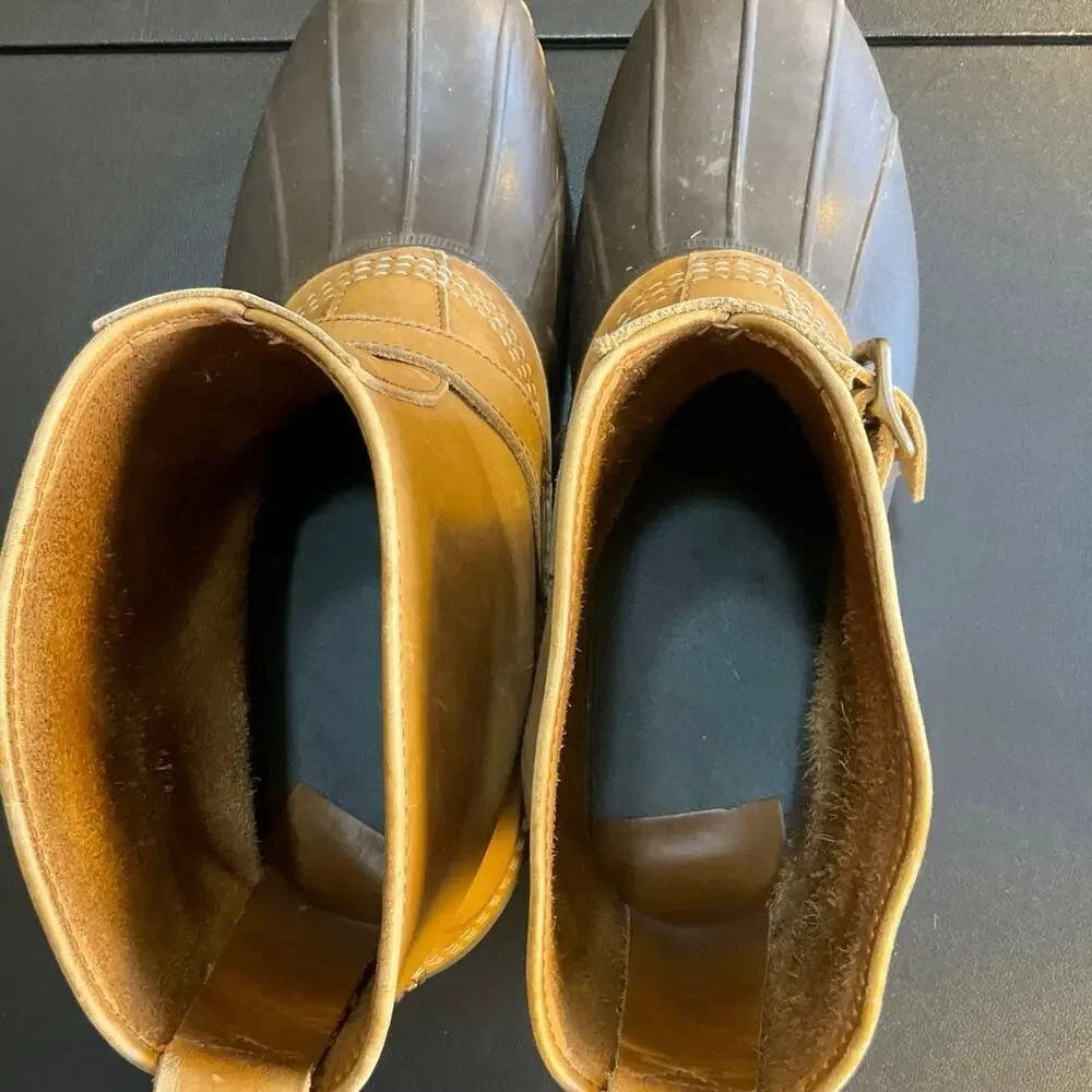 Vintage L.L. Bean Duck Boots Men’s 13M Tan Leather Rubber Hunting Rain Boots